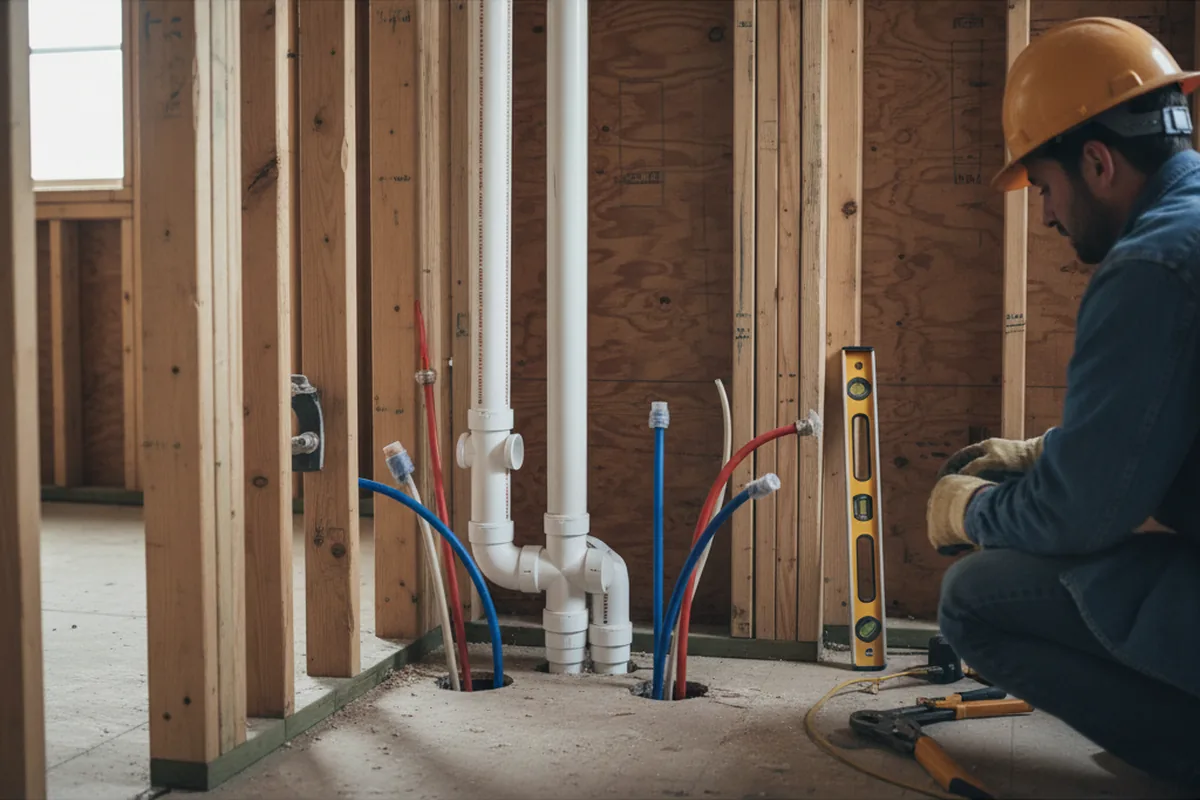 Drain and supply rough-in during Toilet Repair and Installation in Baltic